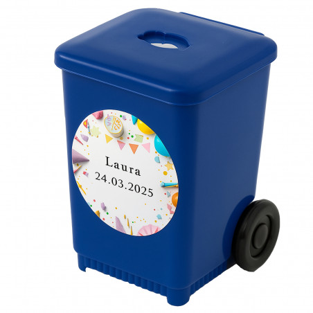 Taille crayon en forme de conteneur bleu personnalisé