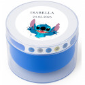 Haut parleur bluetooth bleu personnalisé avec design de stitch: détail original pour communions et événements pour enfants.