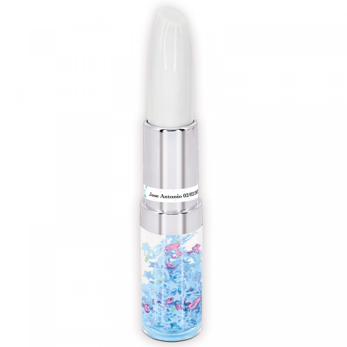 Stylo rouge à lèvres avec autocollant pour détails de baptême