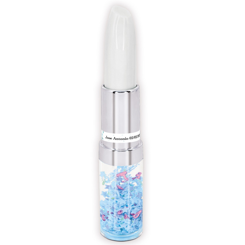 Stylo rouge à lèvres avec autocollant pour détails de baptême