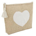 Nécessaire en jute avec cœur et éventail blanc idéal pour les détails des invitées.