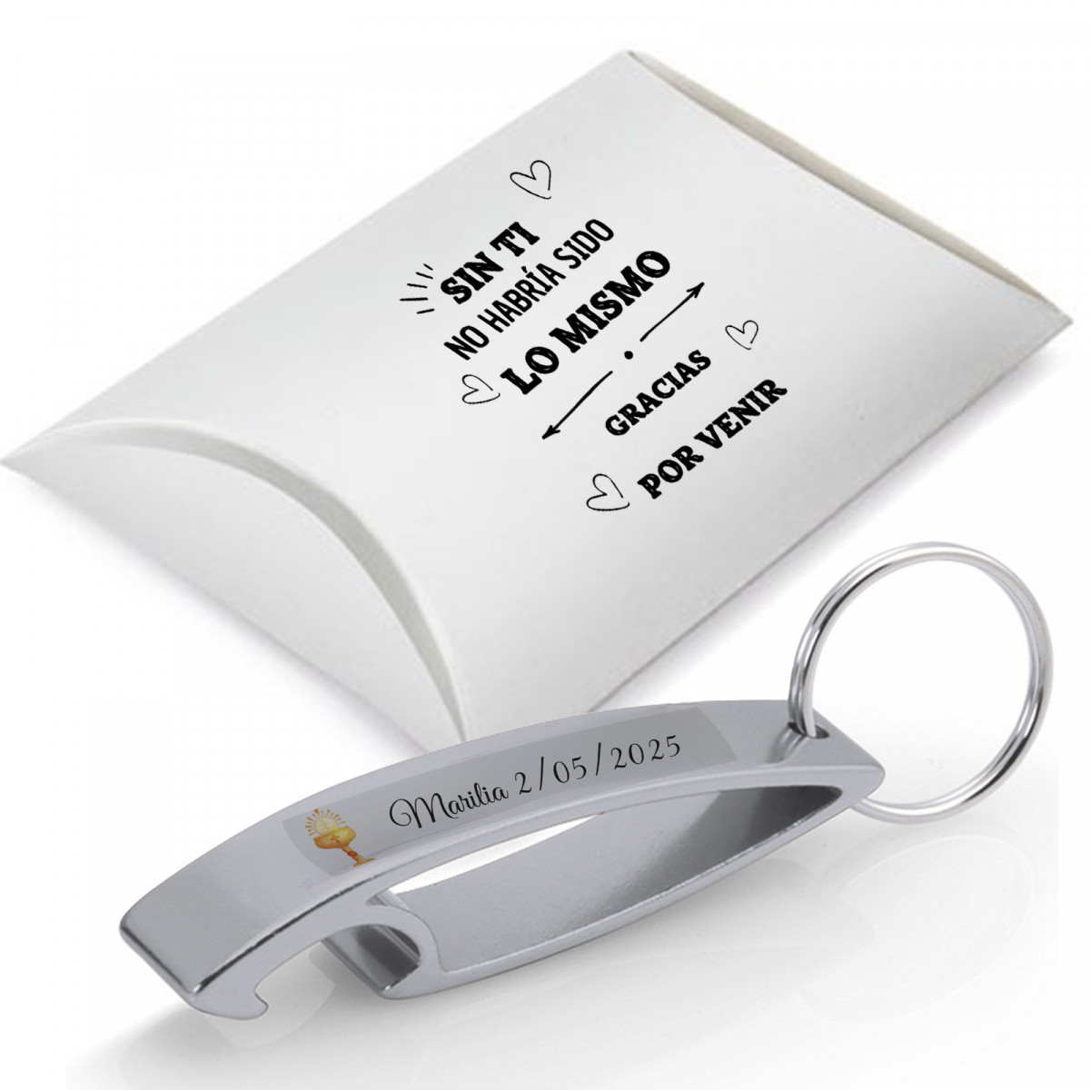 Porte clé ouvre bouteille personnalisé pour communion