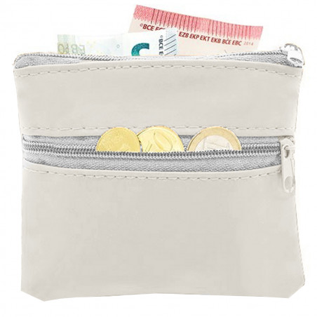Petit porte monnaie blanc avec deux fermetures