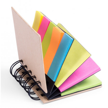 Carnet avec des notes post-it adhésives colorées