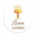 Support pour mobile avec pièce en bambou personnalisée avec autocollant de communion dans une enveloppe kraft
