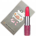 Stylo original en forme de rouge à lèvres avec enveloppe en kraft de couleur grise et autocollant personnalisé