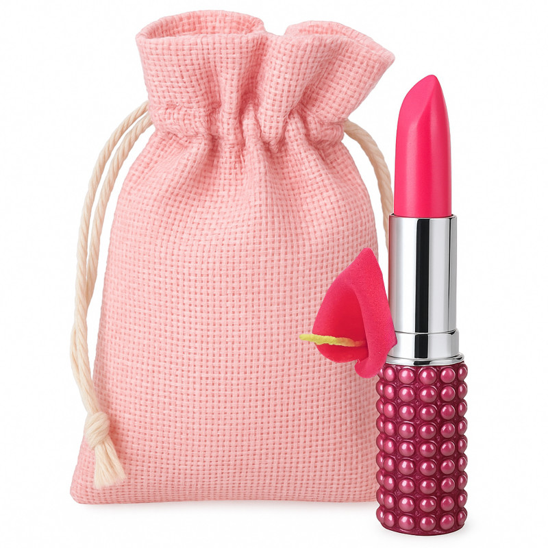 Stylo rouge à lèvres dans un sac décoratif