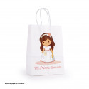 Bouteille de vin avec tire bouchon personnalisé dans un sac de fille de communion
