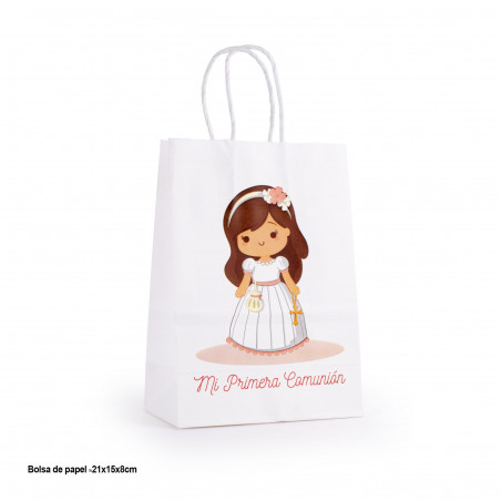 Bouteille de vin avec tire bouchon personnalisé dans un sac de fille de communion