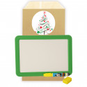 Petite ardoise blanche pour enfants avec un marqueur présentée dans une enveloppe cadeau avec un autocollant personnalisé