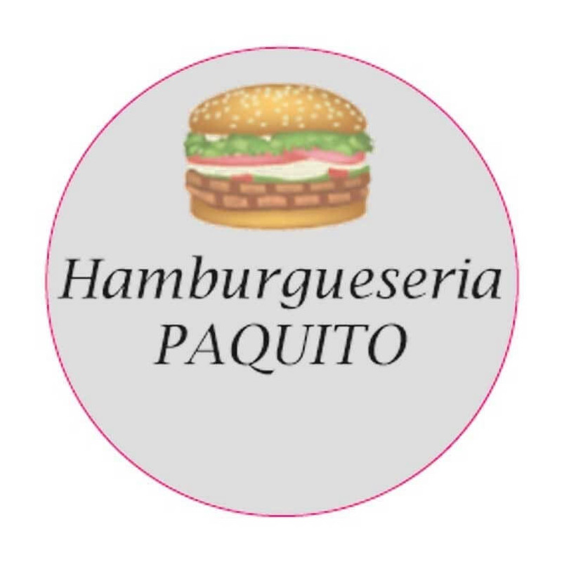Adhésif personnalisé entreprise avec design de hamburger de 3 cm et fond transparent