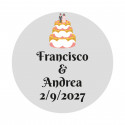 Adhésif 3 cm mariage personnalisé avec design de gâteau de mariage et fond transparent