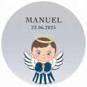 Adhésif communion enfant avec design d ange personnalisé 3 cm avec fond transparent