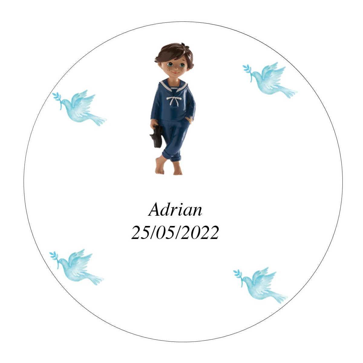 Adhésif personnalisé pour communion d enfant 3 cm