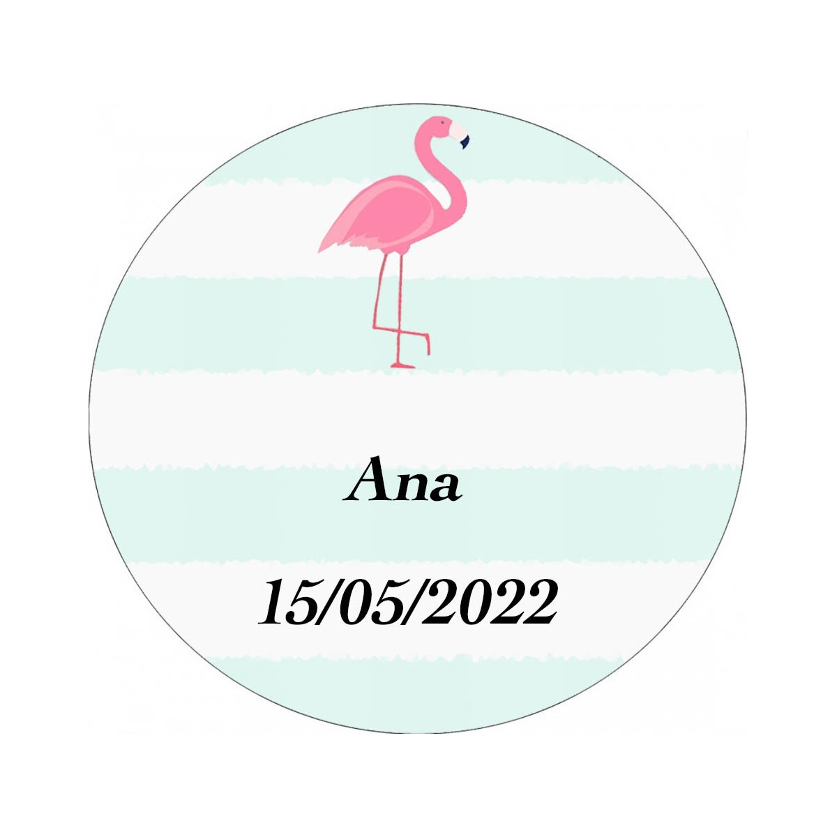Autocollant personnalisé 3 cm flamant rose pour communion baptême ou anniversaire