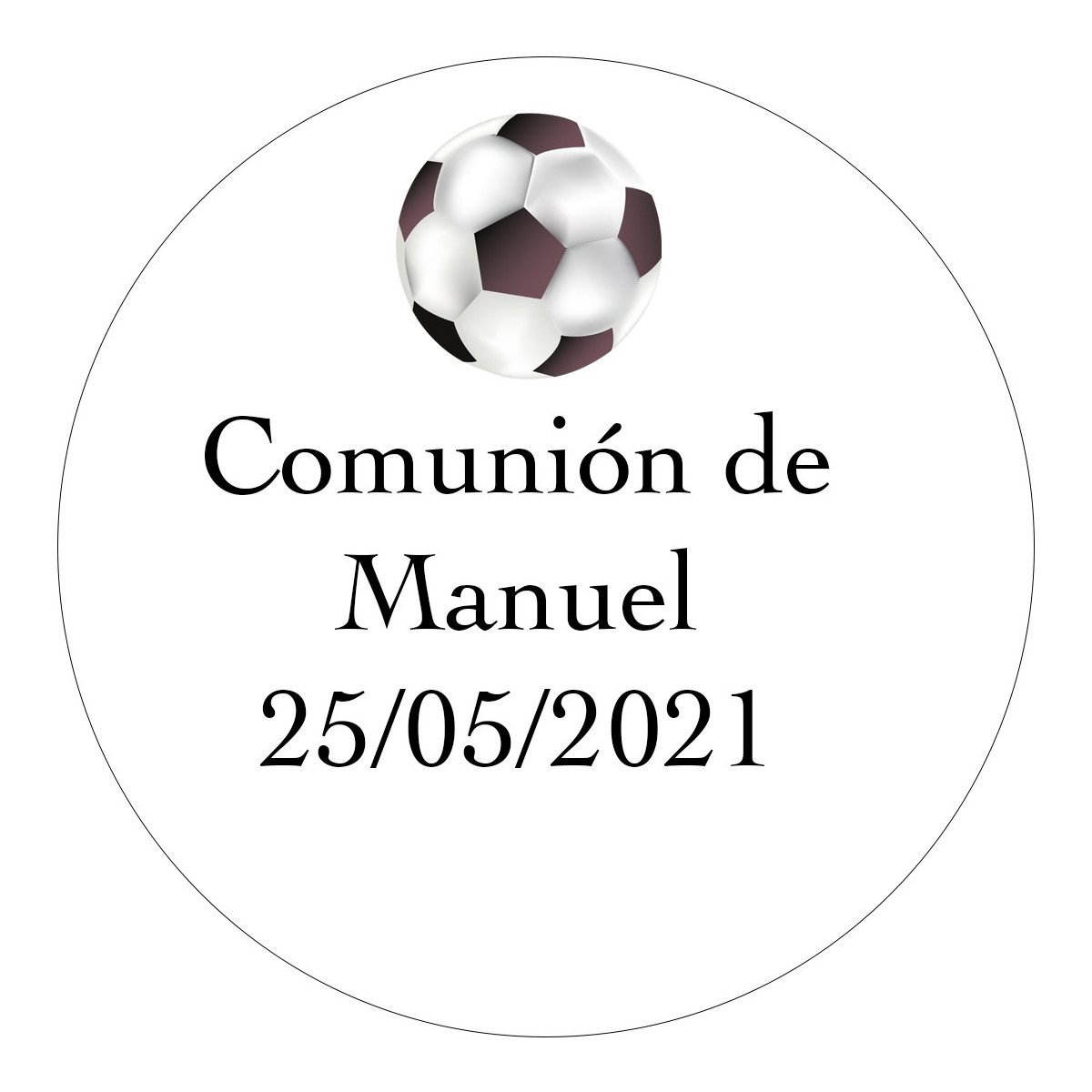 Adhésif personnalisé football 3cm pour communion baptême anniversaire et entreprise