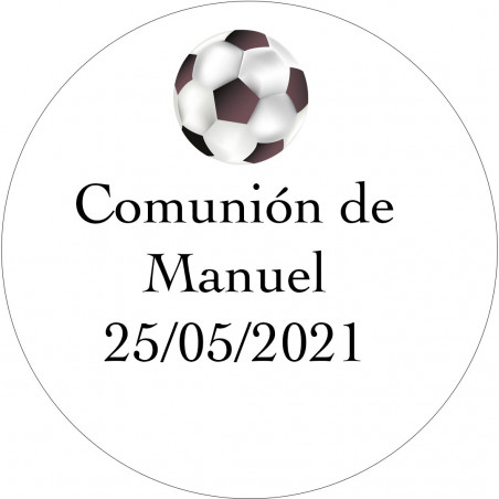 Adhésif personnalisé football 3cm pour communion, baptême, anniversaire et entreprise