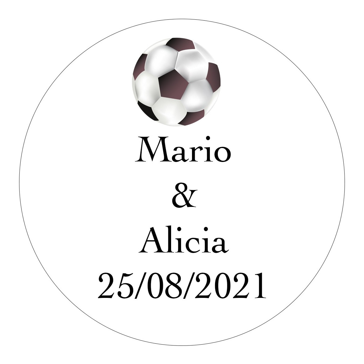 Adhésif personnalisé mariage football 3cm