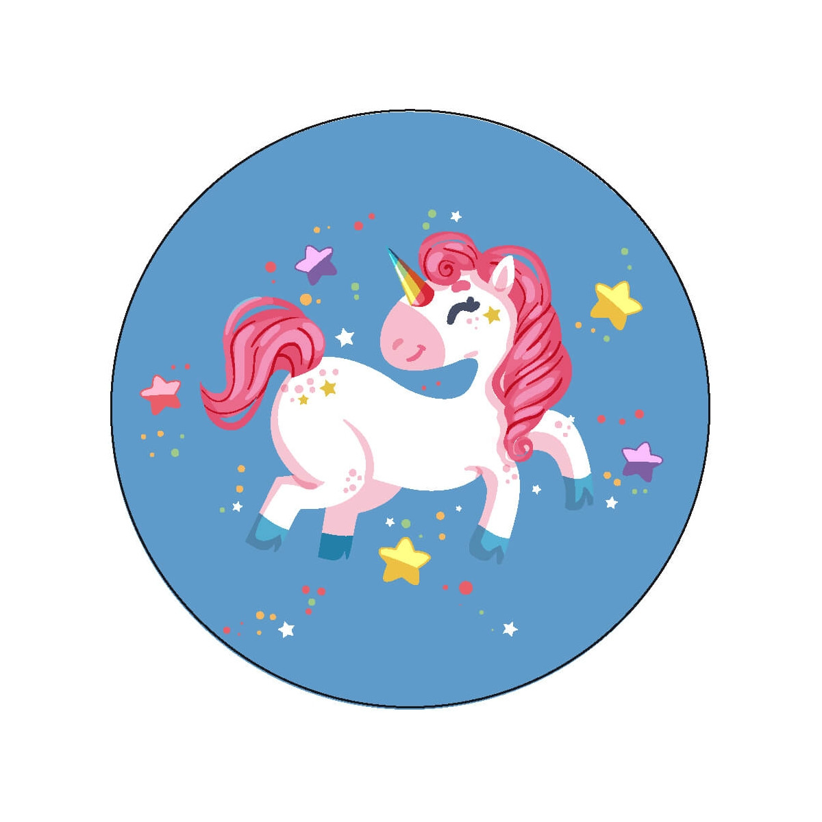 Autocollant licorne pour anniversaires et événements 3 cm