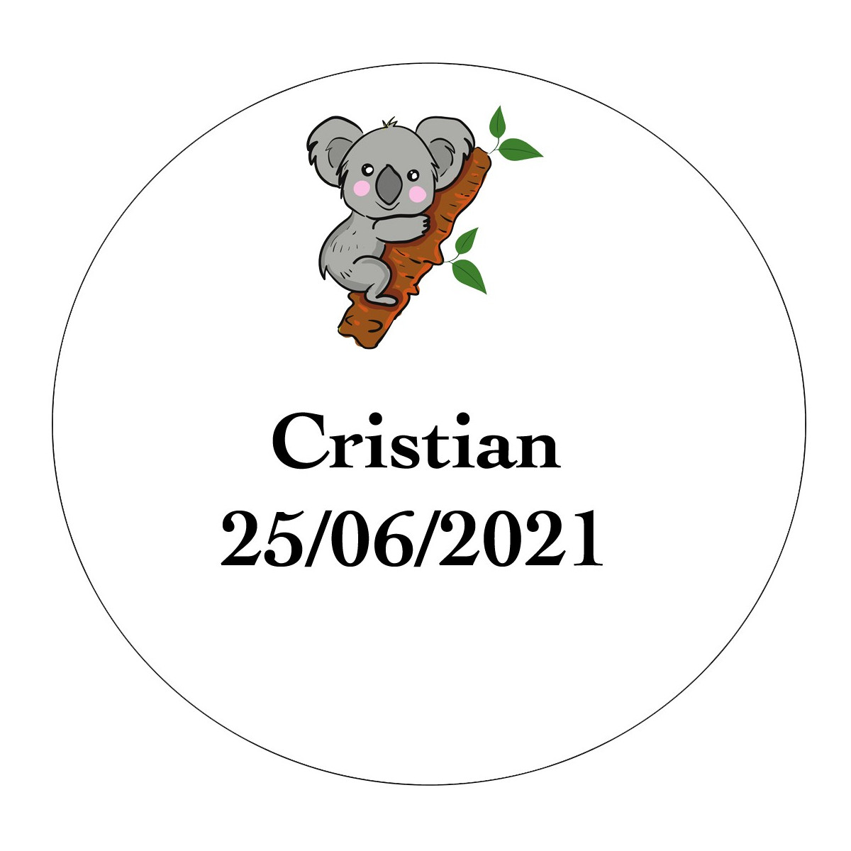Adhésif personnalisé de 3 cm pour événements avec design de koala