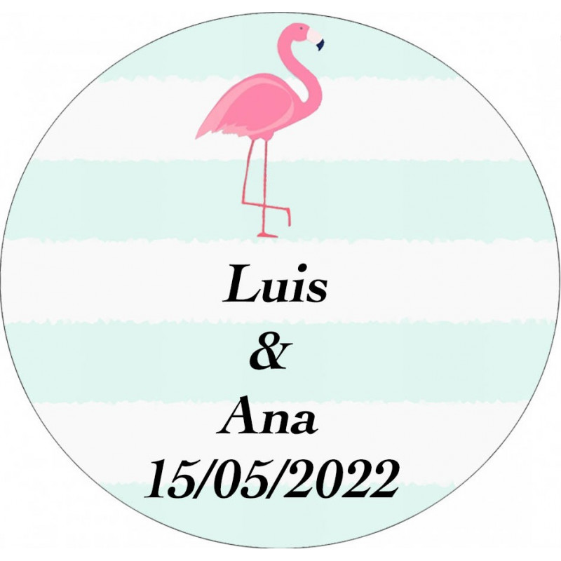 Adhésif flamant rose personnalisé pour les mariages