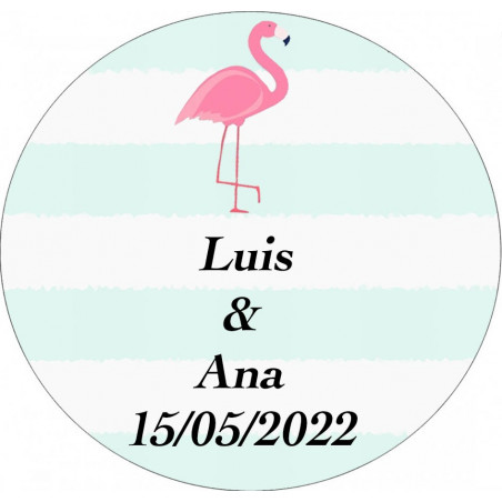 Adhésif flamant rose personnalisé pour les mariages