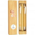 Stylo et crayon infini en bambou dans une boîte personnalisée
