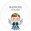 Adhésif baptême enfant ange fond transparent 5cm
