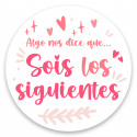 étiquette autocollante personnalisée rose vous êtes les suivants avec fond transparent de 5 cm.