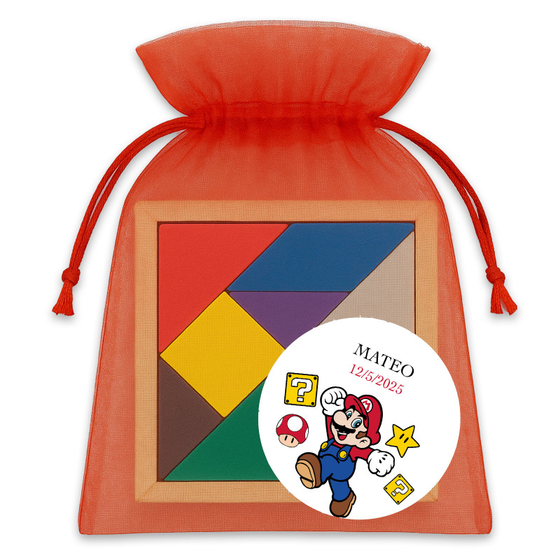 Jeu de tangram avec sac personnalisé super mario