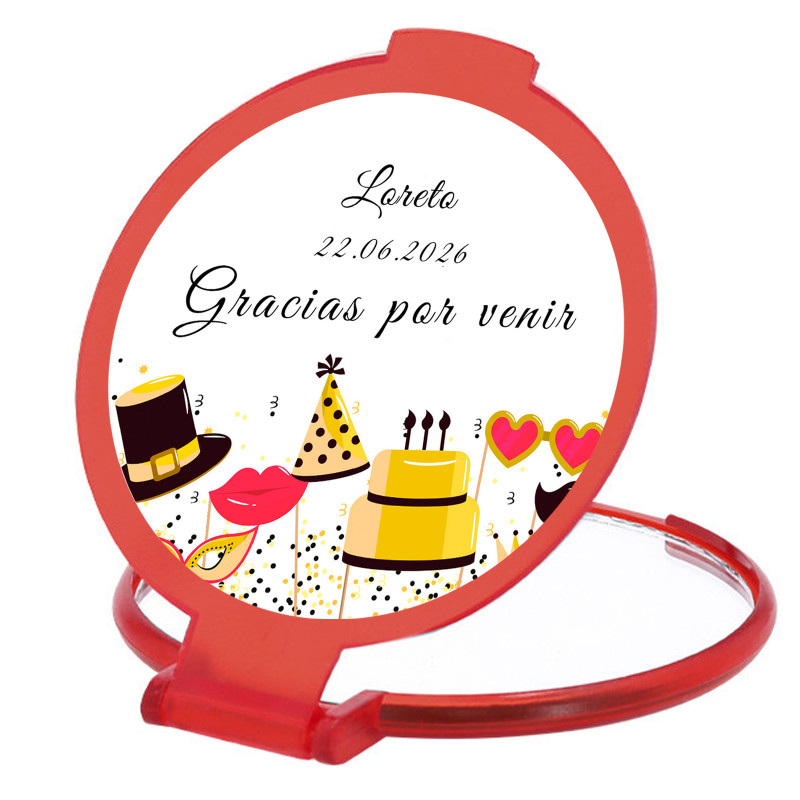 Miroir rouge personnalisé avec autocollant pour anniversaire