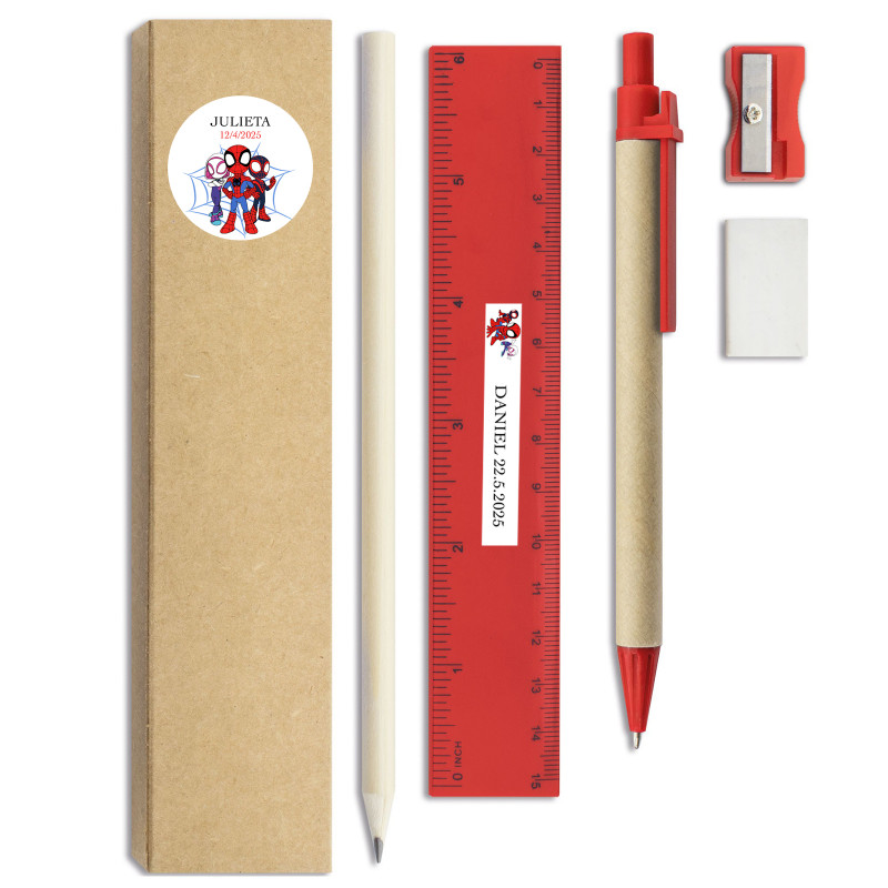 Set de écriture personnalisé avec des autocollants de spiderman pour des cadeaux d enfants