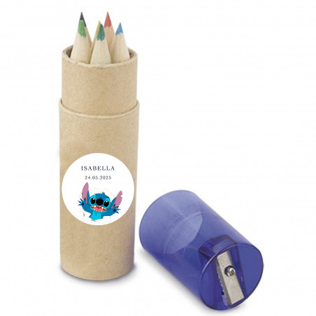Set de crayons personnalisé avec autocollant stitch pour détails d anniversaire