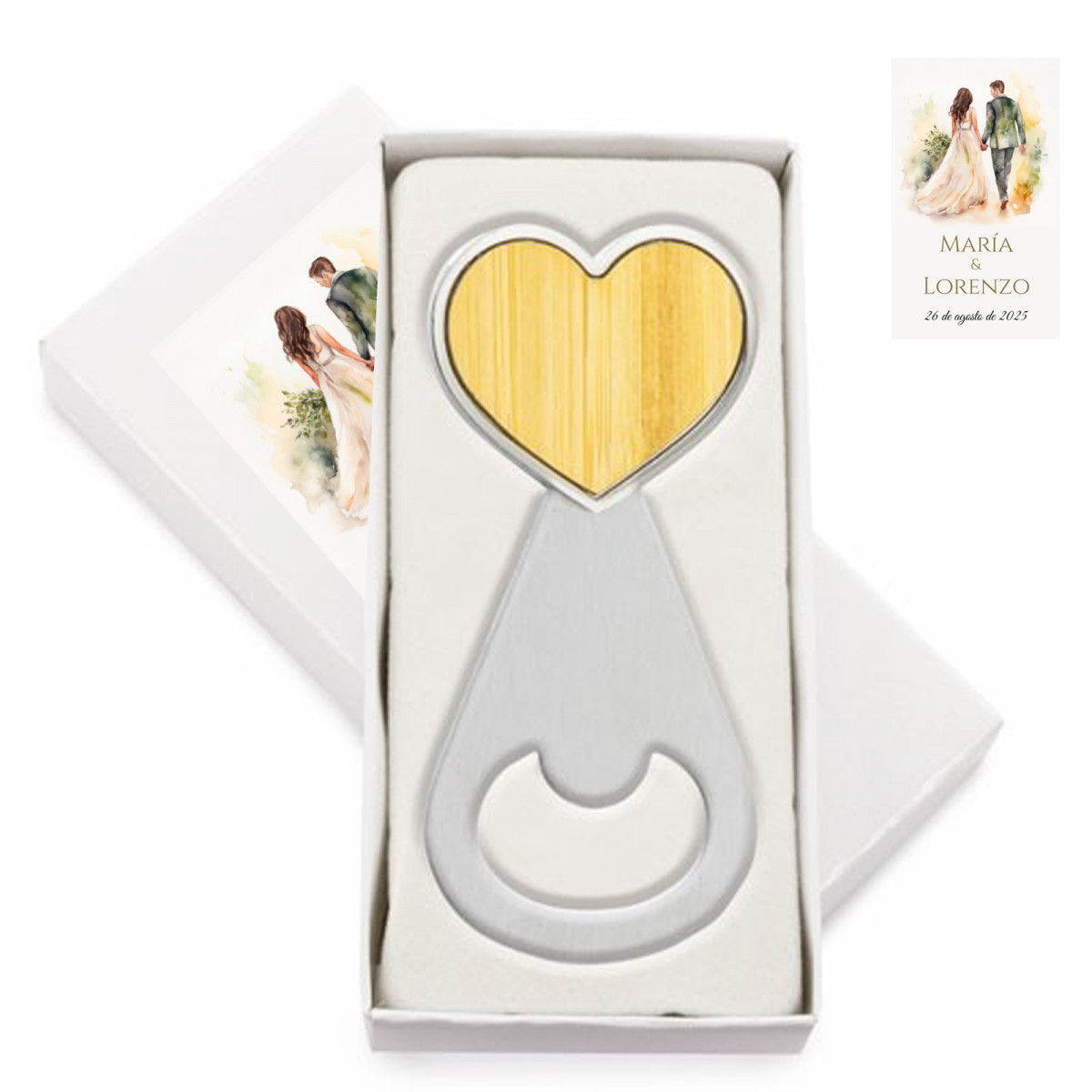 Ouvre bouteilles avec adhésif personnalisé pour détails de mariage