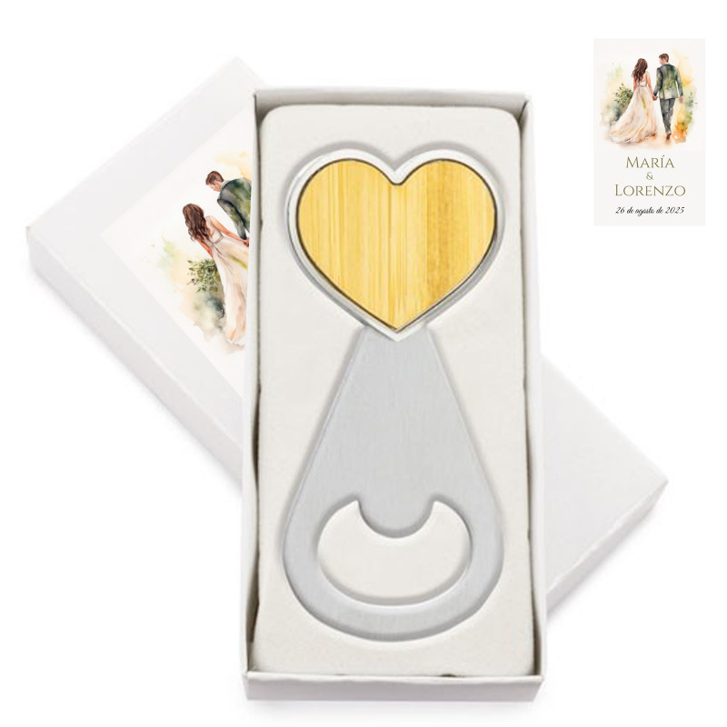 Ouvre bouteilles avec adhésif personnalisé pour détails de mariage