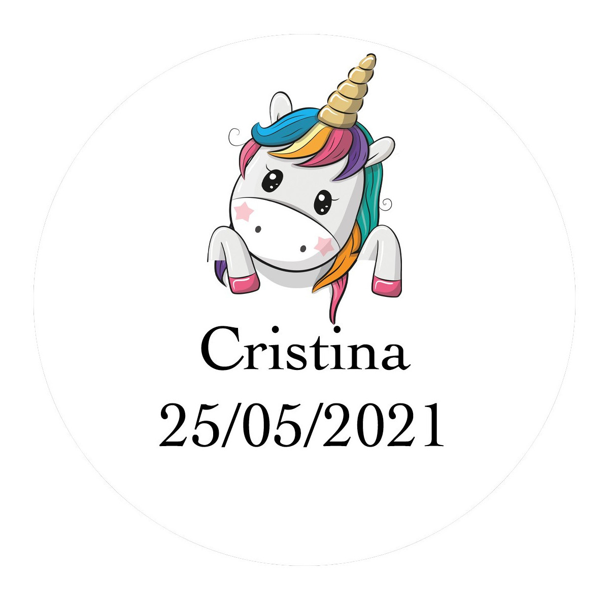 étiquette adhésive personnalisée licorne 5cm