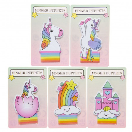 Marionnette de doigt licorne comme détail pour invités filles