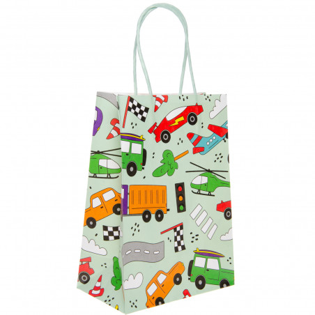 Sac en papier avec véhicules de course