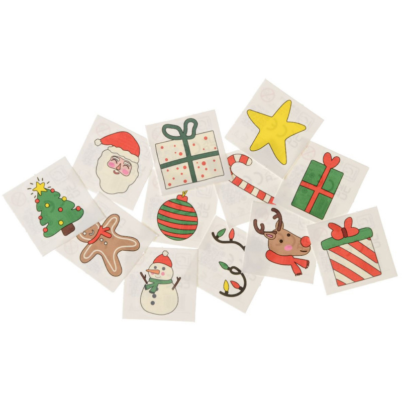 Tatuages de Noël amusants Pack de 12 unités