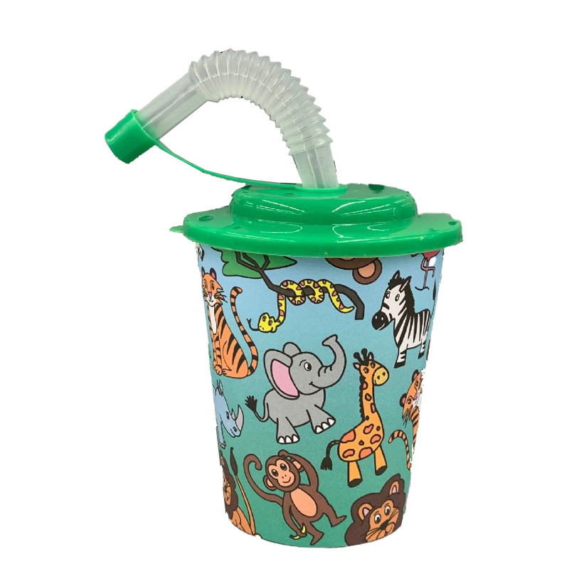 Cadeaux Enfants Verre d\'Animaux avec Couvercle et Paille