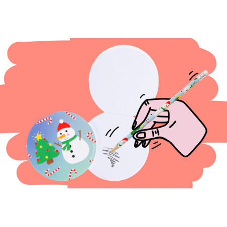 Carnet de noël rond et feuilles vierges