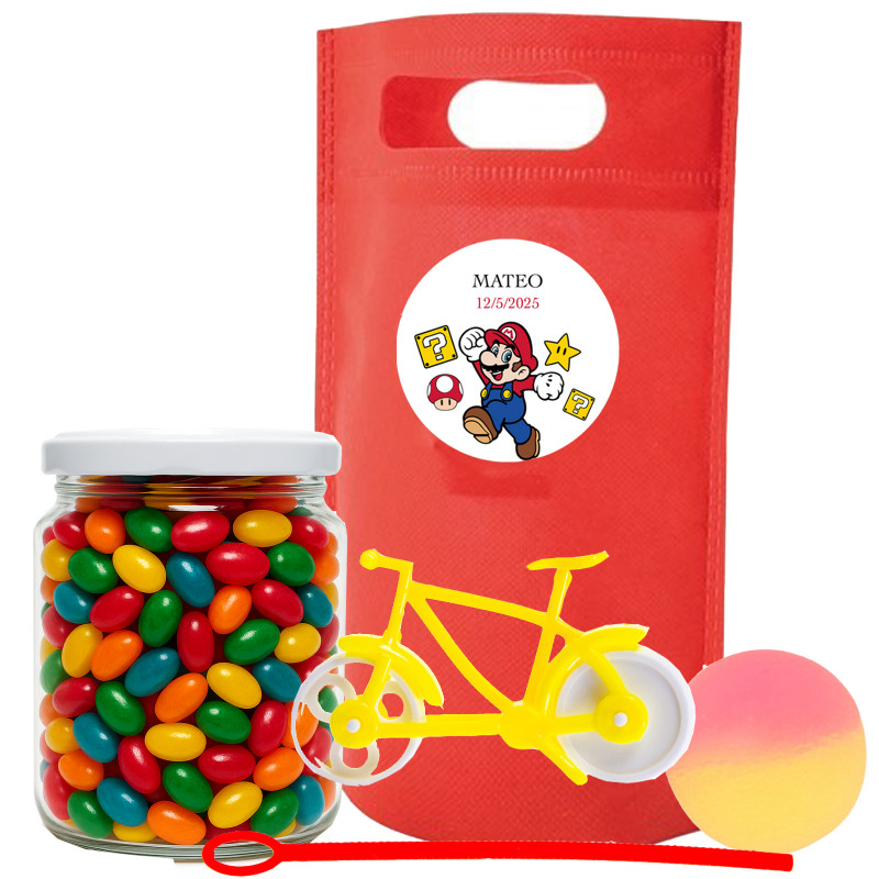 Sac Personnalisé Mario Bros avec Jouets et Pots de Bonbons