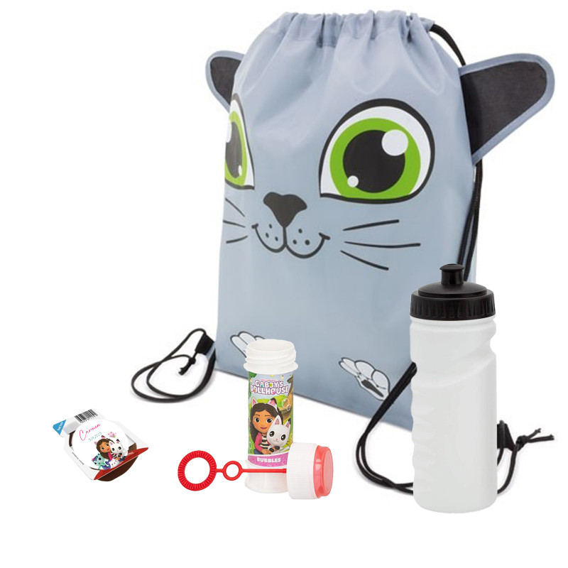 Gabby gato cadeau enfant sac à dos chat avec bidon souffleur de bulles gabby et mini nutella