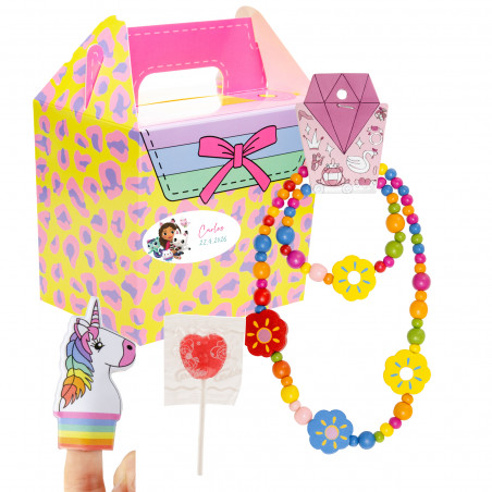 Gabby gato boîte surprise avec des cadeaux et sucette en forme de cœur