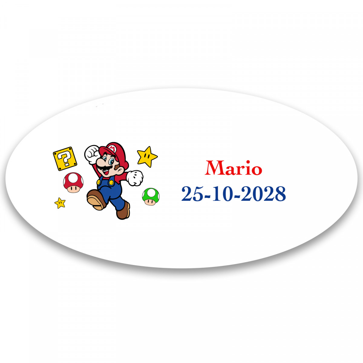Mario bros autocollant personnalisé 4 5x2 2cm forme ovalée