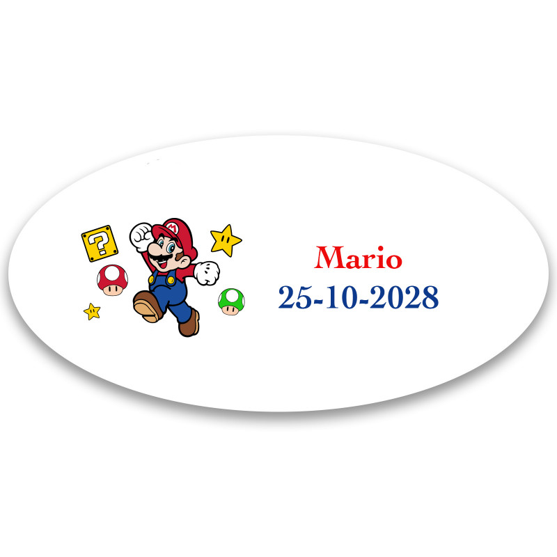 Mario bros autocollant personnalisé 4 5x2 2cm forme ovalée