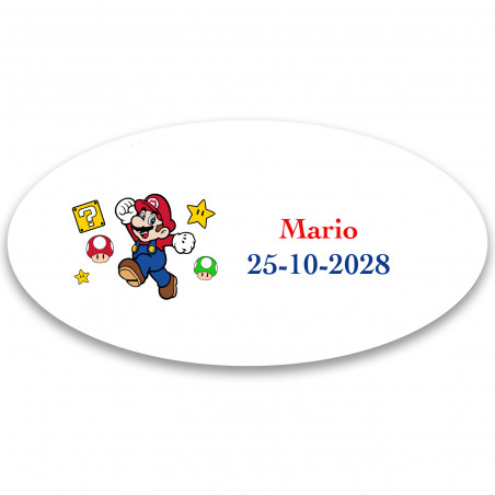 Mario bros autocollant personnalisé 4 5x2 2cm forme ovalée