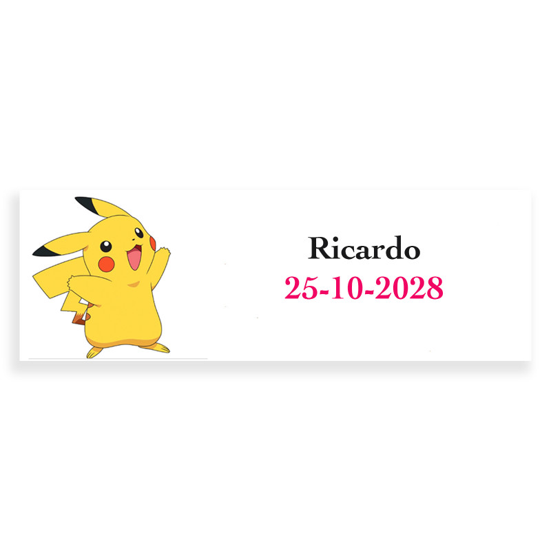 Pokemon étiquette rectangulaire personnalisée 6x2cm