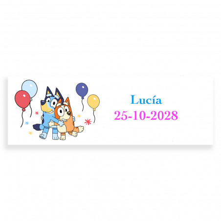 Bluey et bingo étiquette autocollante personnalisée pour événements