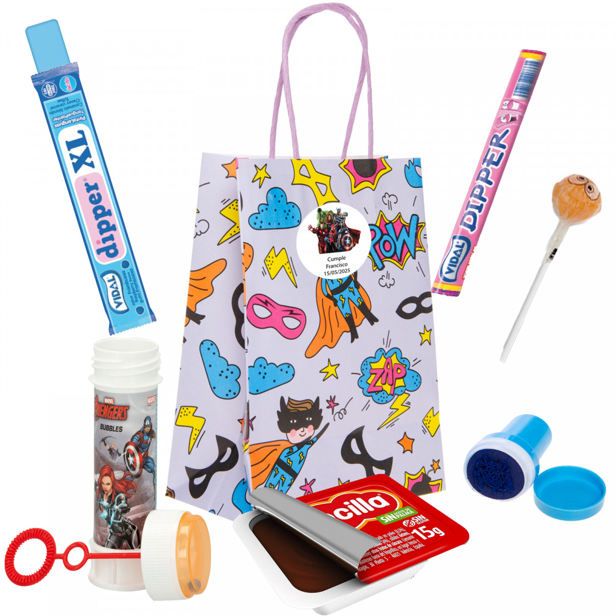 Détail enfantin avengers pour célébrations avec bonbons